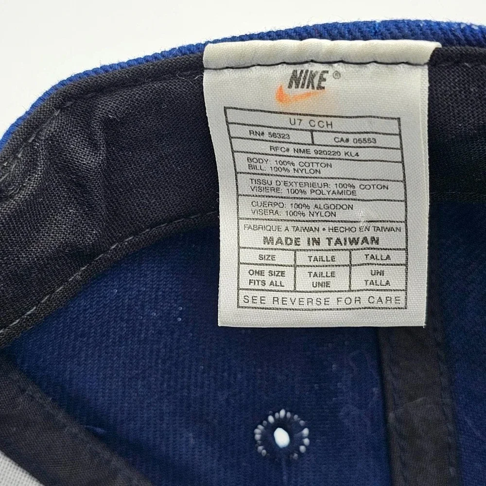 Nike Vintage 90s Blue Snapback Hat Navy & Blue Baseball Style Cap Stitched Logo